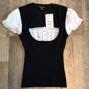 SOLD!!!! Brand new! Bebe eyelet 2fer blouse